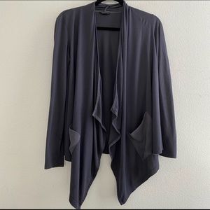 Club Monaco silk pocket open front wrap top